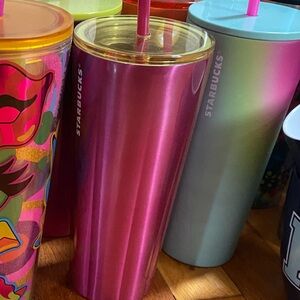 Starbucks Metallic Pink and Yellow Tumbler